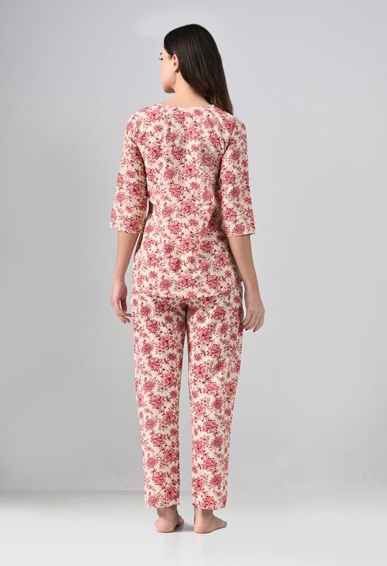 Ichaa Women's Printed Cotton Night Wear Top and Payjama Night Suit Set - Image 3