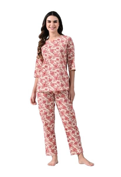 Ichaa Women's Printed Cotton Night Wear Top and Payjama Night Suit Set - Image 1