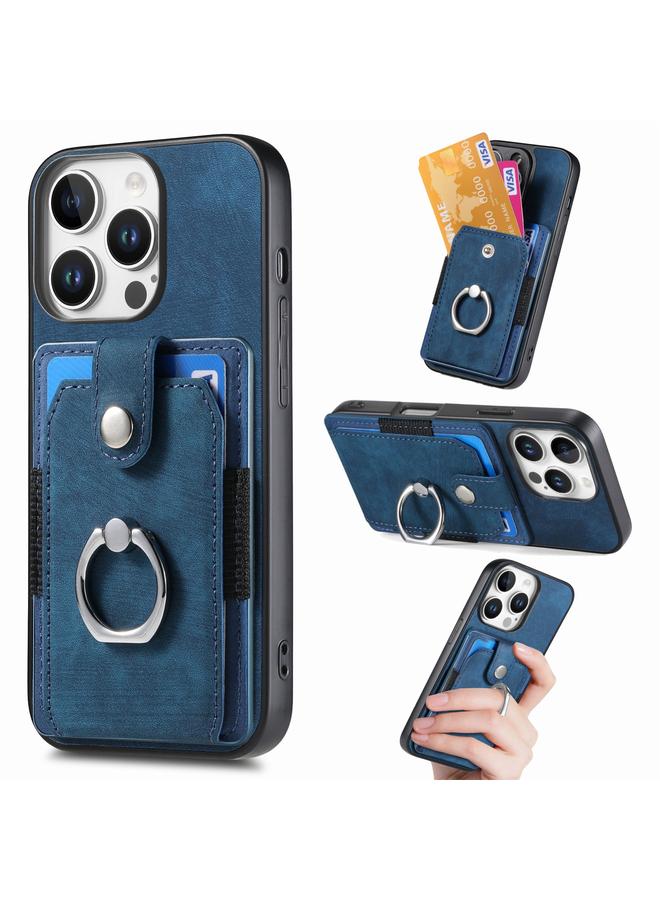 The Bros Case For iPhone 16 Pro Max Retro Skin-feel Ring Card Wallet Phone Case