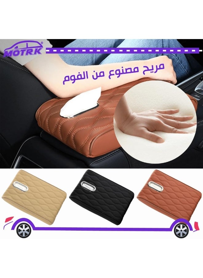 MOTRK Motrk Car Center Console Armrest, Car Armrest Box Padding Wave Embroidery Pu Leather Center Console Cover Design Interior, Car Armrest, Car Accessories, Car Seat Cover  - Image 4