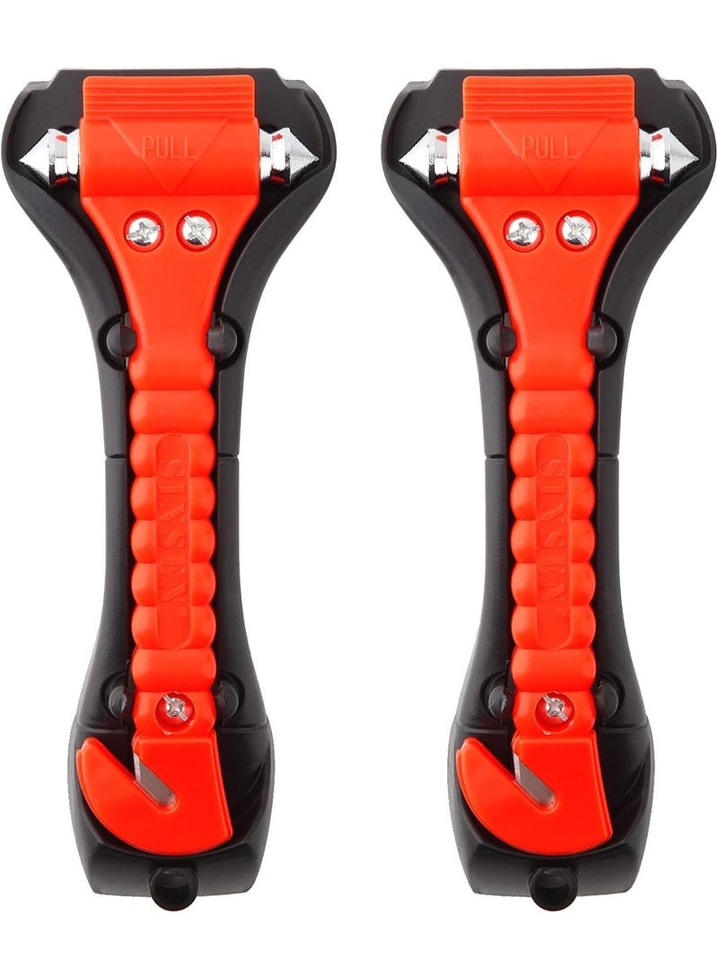 Car Safety Hammer Set of 2 Emergency Escape Tool Auto Car Window Glass Hammer Breaker and Seat Belt Cutter Escape 2-in-1 for Family Rescue & Auto Emergency Escape Tools - Image 1
