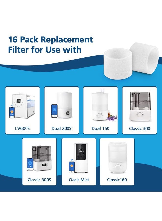 Beckacher 16-Pack Humidifier Replacement Filters/Wicks Compatible with LEVOIT Classic160, Dual150, Dual200S, Classic300(S), LV600S, OasisMist Series Humidifiers - Image 2