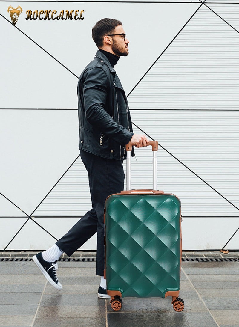 ROCKCAMEL Stylish Travel Luggage With Durable Wheels, ABS Hard Shell Checked Suitcas, Unisex Lightweight Travel Bag, Carry-on Luggage (Green, 24 Inch) - Image 2