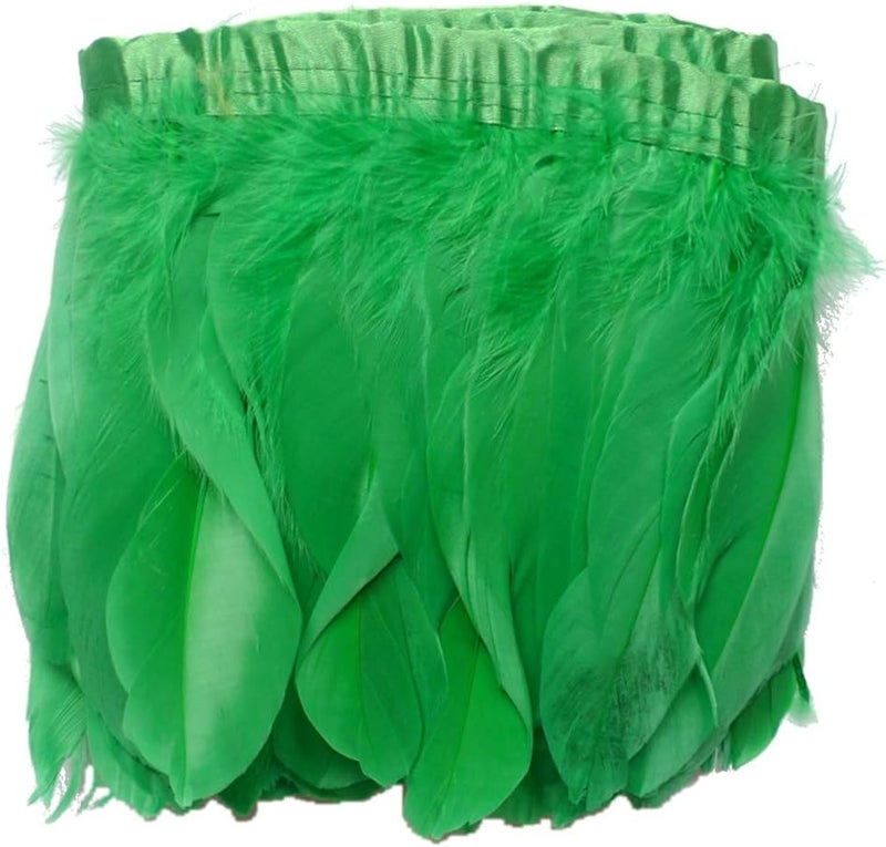 Duck Goose Feather Trim Fringe 2 Yards (Dark Green)