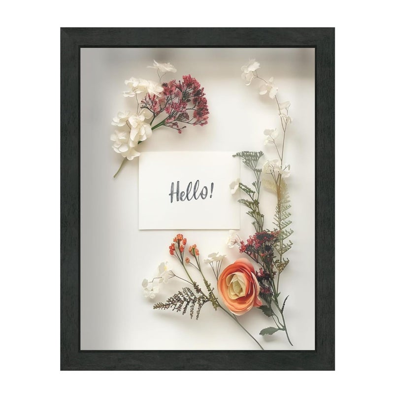 إطار FrameWorks 11x14 من الخشب Driftwood مع صندوق ظل خشبي، ظهر ناعم من الفelt وزجاج مقسى مع دبابيس بيضاء أنيقة