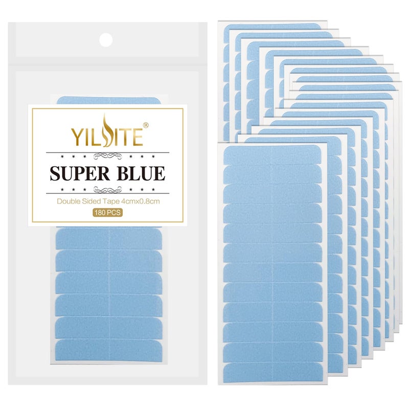 YILITE Hair Extensions Tape 180Pieces Tape Tabs Double Sided Human Hair Tape for Replacement 4 x 08 cm Adhesive 180Pieces Blue