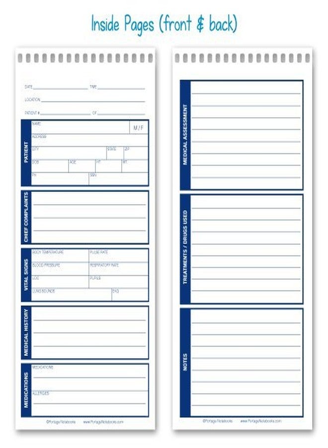Portage EMT/First Responders Vital Statistics Notebook – 8” x 4” Medical Notebook for Vital Signs and Additional Patient Information – 70 Pages (12 Pack) - Image 2