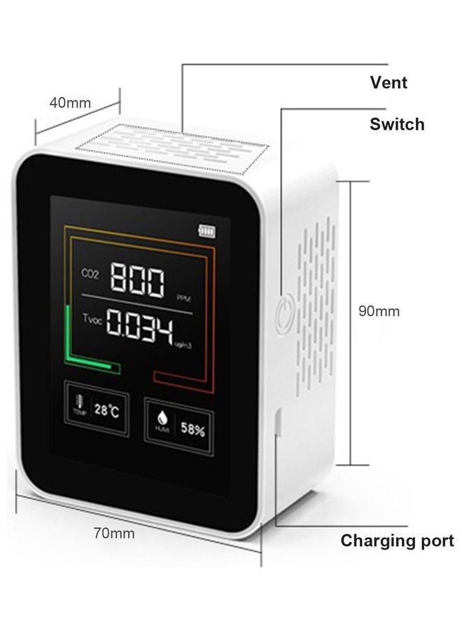 NIBEMINENT CO2 Concentration Carbon Dioxide Detector White 14.10x4.8x9.8cm  - Image 4