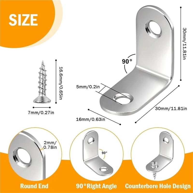 Corner Brackets 50pcs L Shaped Right Angle Bracket 30x30x16mm For Cabinet Furniture Shelf - Image 3