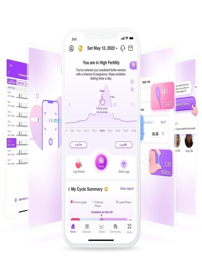 إيزي آت هوم مجموعة اختبار التبويض Easy@Home: اختبار دقيق للخصوبة للنساء (عرض 5 مم)، شرائط اختبار لمراقبة الخصوبة، 50 شريطًا لقياس هرمون LH مع 50 كوبًا لجمع البول - Image 4
