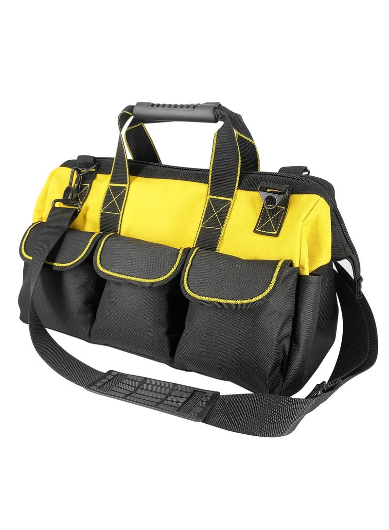 Heavy Duty Garden Tools Bag, Waterproof Hard Bottom, 5inch Wide Mouth Tool Bag, Suitable for Various Tools, Electrician Carpenter Mechanic (Yellow) - Image 2