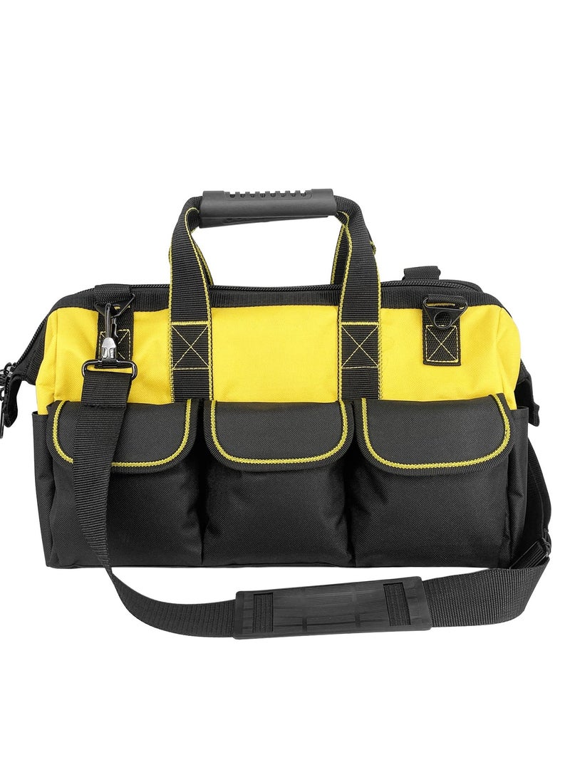 Heavy Duty Garden Tools Bag, Waterproof Hard Bottom, 5inch Wide Mouth Tool Bag, Suitable for Various Tools, Electrician Carpenter Mechanic (Yellow) - Image 1