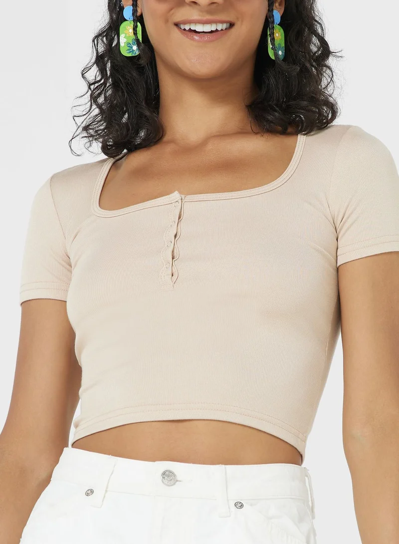 Ginger Button Up Scoop Neck Tshirt