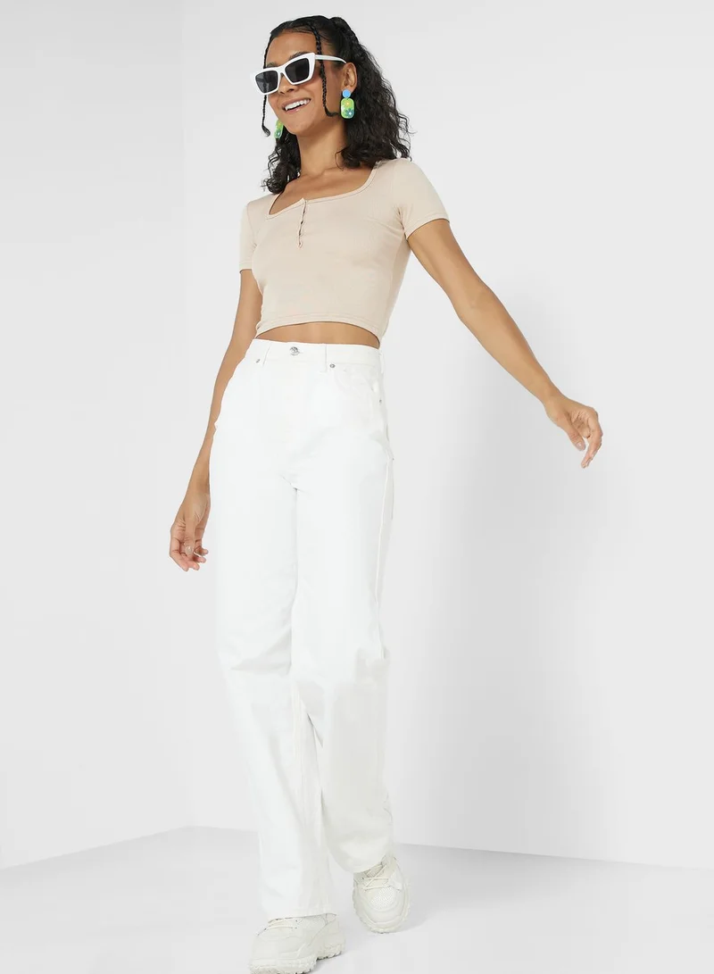 Ginger Button Up Scoop Neck Tshirt