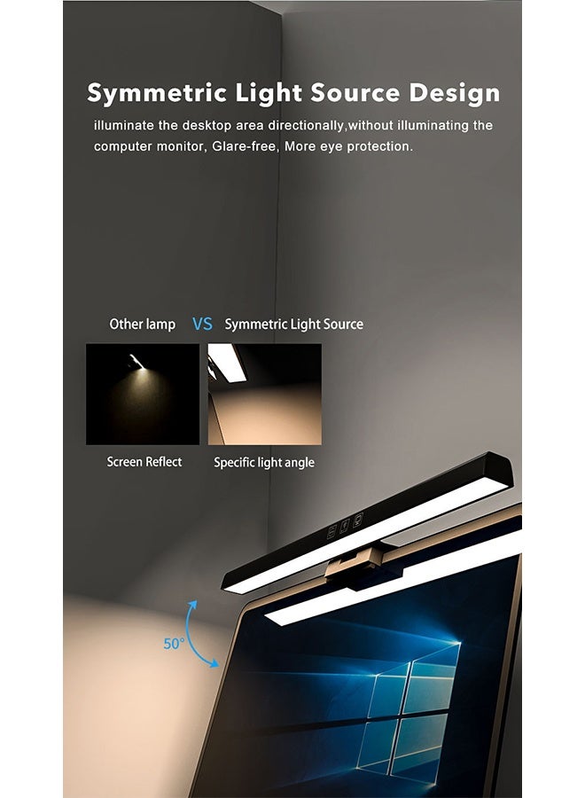 Monitor Light, LED Computer Monitor Lamp, Three lighting modes, Hue Adjustment Features, E-Reading USB Powered Lamp, Touch Control, for Desk/Gaming/Office, Complements With Backlight - Image 3