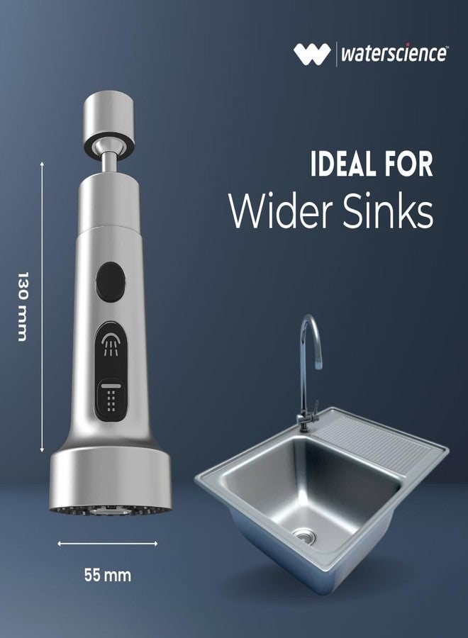 WaterScience Tap Extension for Kitchen Sink | 3 Flow Modes | Flexible Faucet Extender for Taps | Aerators for Water Tap | Upto 80% Water Saving - Wide - Image 4