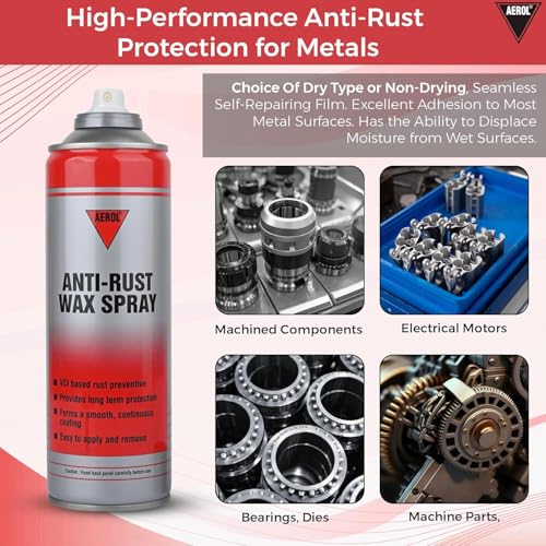 Aerol Anti-Rust Wax Spray for Mould Protection | Grade 225 (300gm/458ml) Green Coating | Quick Drying Thin Film Anti Rust Coating | Corrosion Inhibitor Spray | Protect Dies | Metal Protection - Image 4