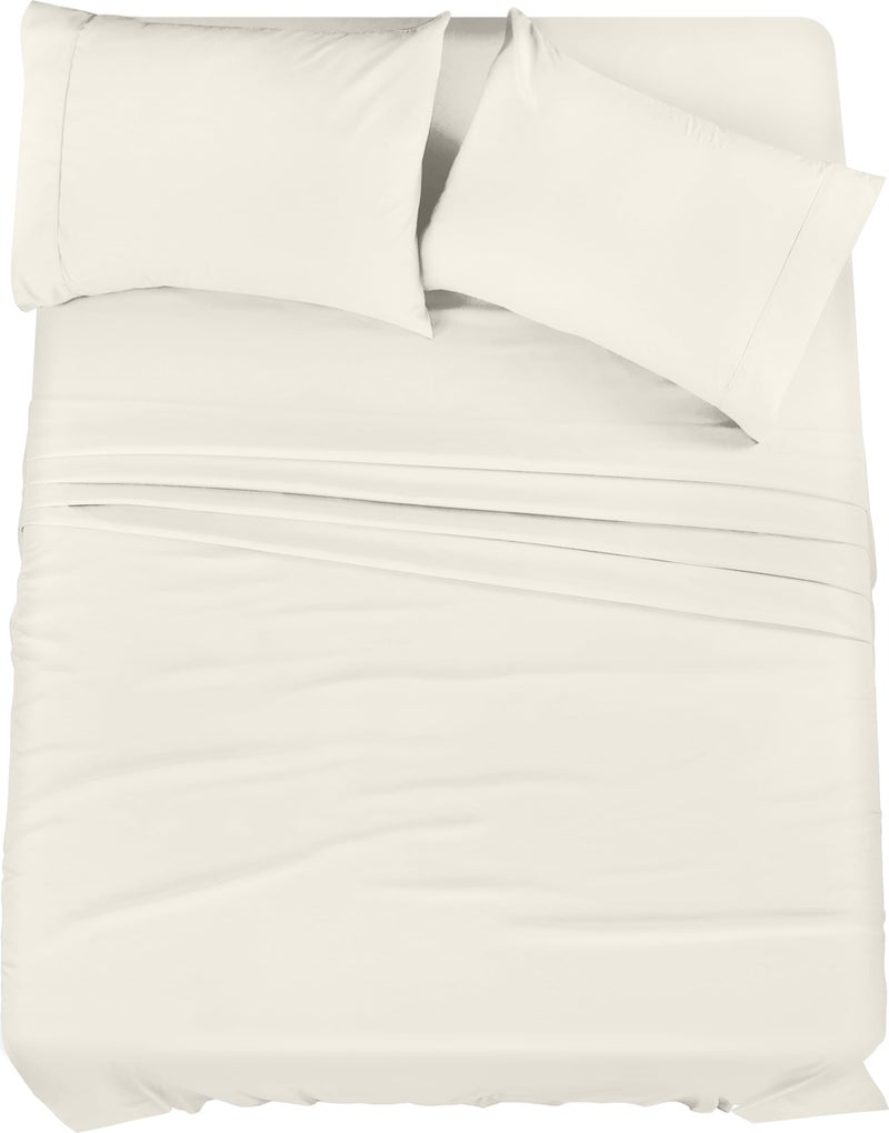 Utopia Bedding King Sheet Set 4 Piece Bed Sheets for King Size Bed Soft and Breathable Microfiber Includes 1 Fitted Sheet 1 Flat Sheet and 2 Pillowcases Ivory
