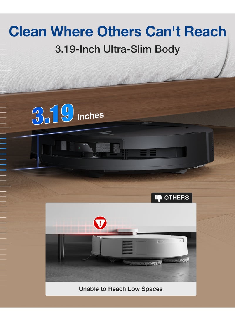 إيكوفاكس مكنسة روبوت وممسحة ذكية ECOVACS DEEBOT T50S OMNI، قوة شفط 25000 باسكال، تنظيف ومسح الأرضيات، غسيل وتجفيف تلقائي للممسحة، تقنية منع تشابك الشعر ZeroTangle 3.0، كشف العوائق ثلاثي الأبعاد TrueDetect 3D، تصميم نحيف 8.1 سم، أسود 2000 W T50S Omni أسود - Image 4