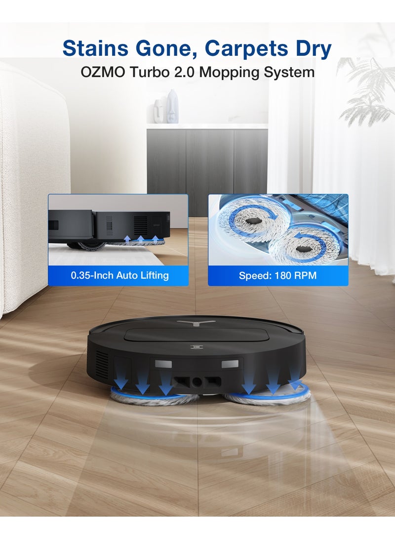 إيكوفاكس مكنسة روبوت وممسحة ذكية ECOVACS DEEBOT T50S OMNI، قوة شفط 25000 باسكال، تنظيف ومسح الأرضيات، غسيل وتجفيف تلقائي للممسحة، تقنية منع تشابك الشعر ZeroTangle 3.0، كشف العوائق ثلاثي الأبعاد TrueDetect 3D، تصميم نحيف 8.1 سم، أسود 2000 W T50S Omni أسود - Image 5
