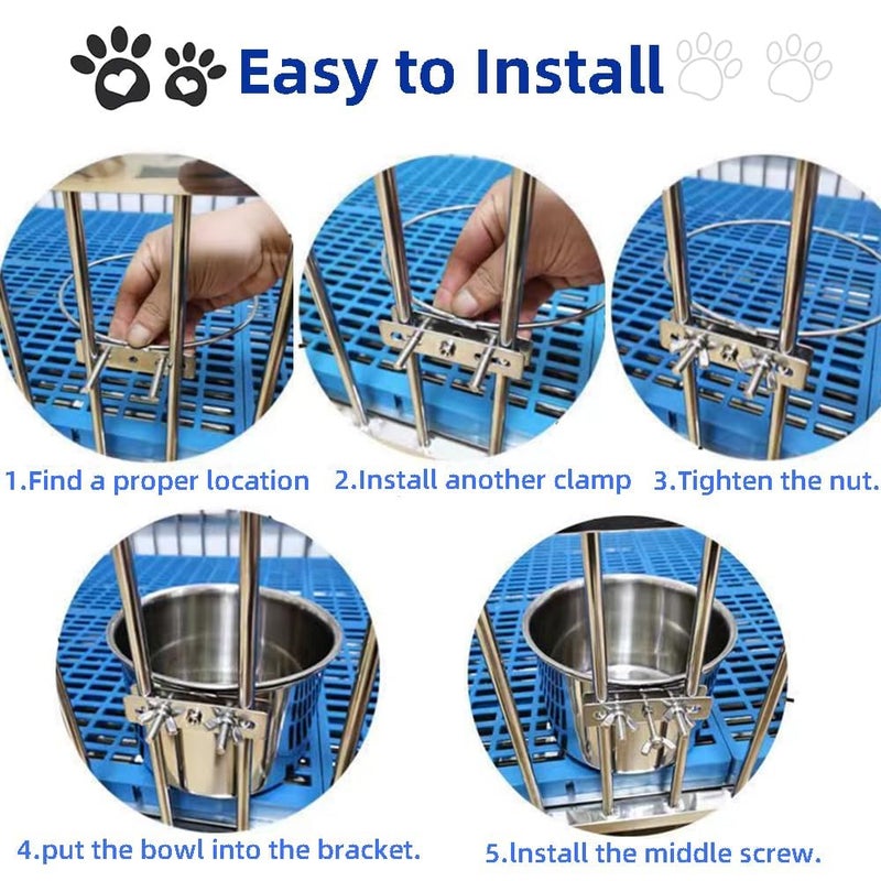 Wrifazaly 2 Pack Large Dog Water Food Bowls, Dog Crate Water Bowl No Spill, Water Bowl for Crate Cage Accessories, Kennel Water Bowls Hanging, Stainless Steel Dogs Bowls Dish Coop Cup for Large Medium Breeds - Image 5