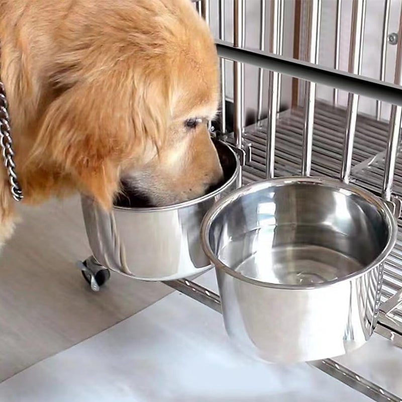 Wrifazaly 2 Pack Large Dog Water Food Bowls, Dog Crate Water Bowl No Spill, Water Bowl for Crate Cage Accessories, Kennel Water Bowls Hanging, Stainless Steel Dogs Bowls Dish Coop Cup for Large Medium Breeds - Image 1