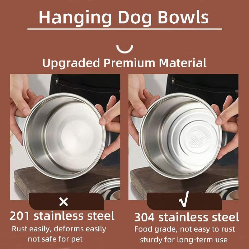 Wrifazaly 2 Pack Large Dog Water Food Bowls, Dog Crate Water Bowl No Spill, Water Bowl for Crate Cage Accessories, Kennel Water Bowls Hanging, Stainless Steel Dogs Bowls Dish Coop Cup for Large Medium Breeds - Image 3