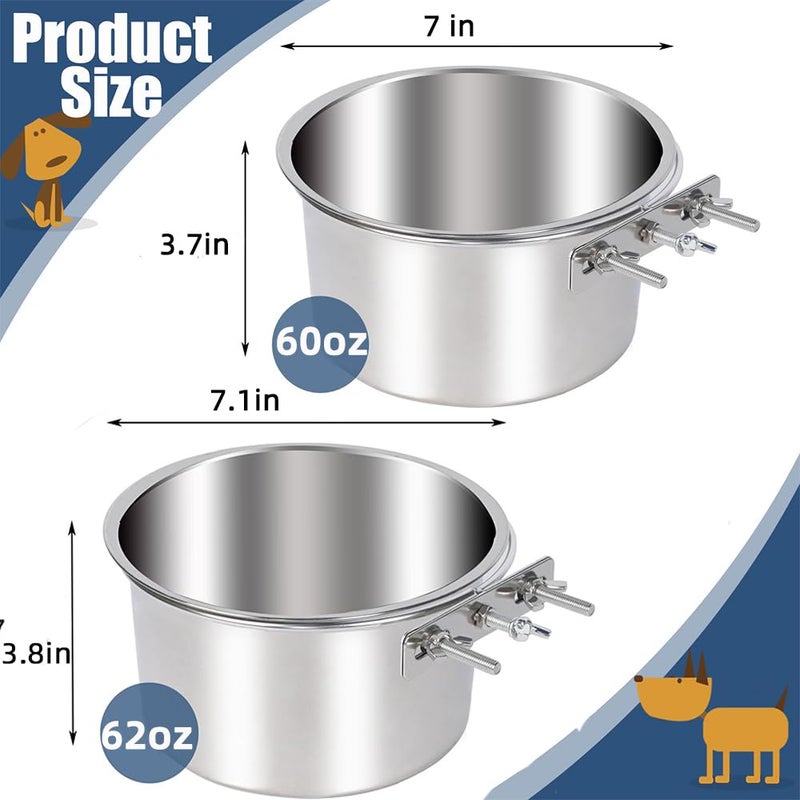 Wrifazaly 2 Pack Large Dog Water Food Bowls, Dog Crate Water Bowl No Spill, Water Bowl for Crate Cage Accessories, Kennel Water Bowls Hanging, Stainless Steel Dogs Bowls Dish Coop Cup for Large Medium Breeds - Image 2