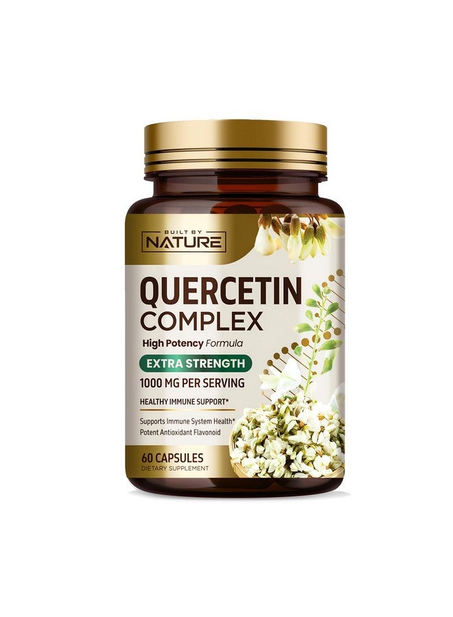Built by Nature Quercetin 1000mg - High Potency Quercetin Dihydrate Antioxidant Flavonoid - Immune, Respiratory and Allergy Support - Non-GMO, Gluten-Free - 60 Veggie Capsules - Image 1