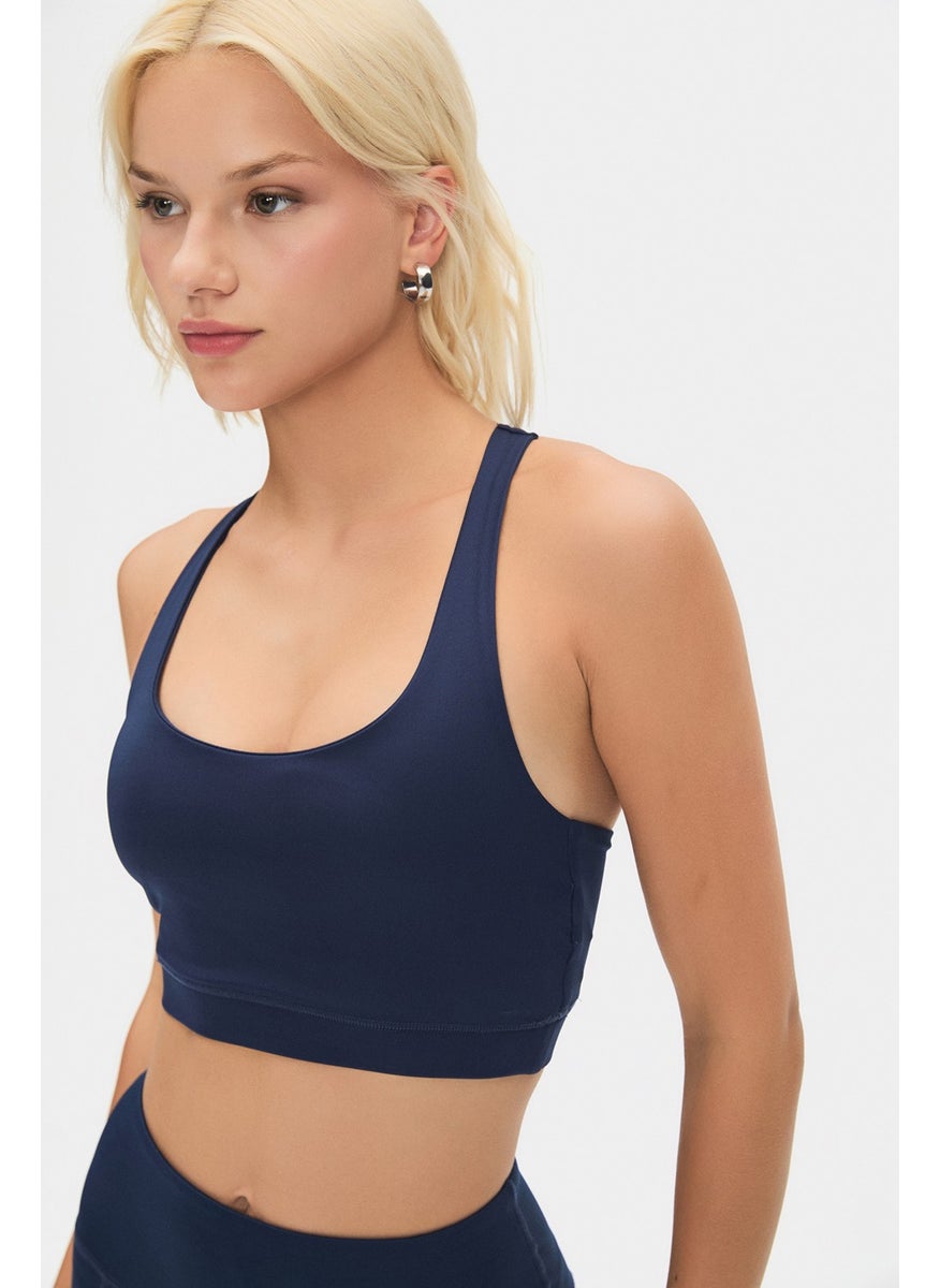 JOYSTAR - Women's Halter Neck Anthracite Lightly Supported Back Detailed Coated Sports Bra - Image 1