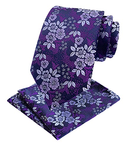 Elfeves Men's Classic Violet Dark Purple Silk Ties Jacquard Woven Business Dress Necktie - Image 1