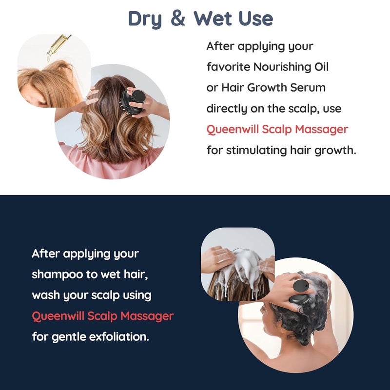 Queenwill Electric Handheld Hair Massager Cordless Hair Scalp Massager Portable Head Scratching Massager with 2 Modes Vibration Comb for Hair Growth Deep Cleansing and Stress Relaxation - Image 4