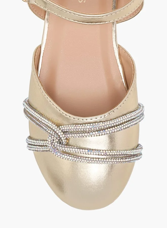 JUNIORS Girls Embellished Mary Jane Shoes with Hook and Loop Closure