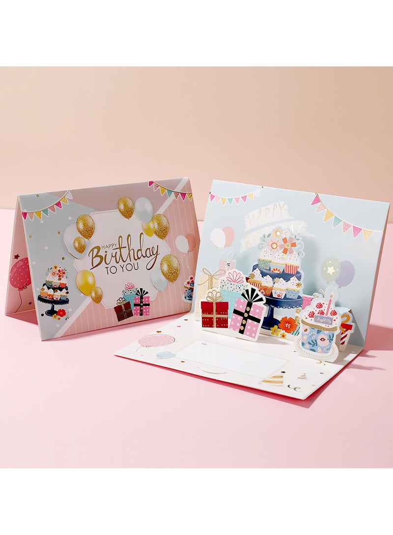 BenQuand Pop Up Birthday Cards, Cute Cartoon Birthday Cake & Gift Box Greeting Cards with Envelopes, Handmade Foldable Celebration Cards for Women, Men, Kids, Daughter, Son, Mom, Friend - Image 1