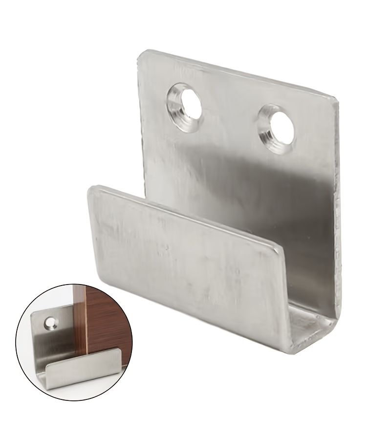 4pcs U Shaped Corner Brackets Stainless Steel 40 X 34mm Groove 10mm Wall Mounted Hanging Hooks for Tiles Mirrors - Image 2