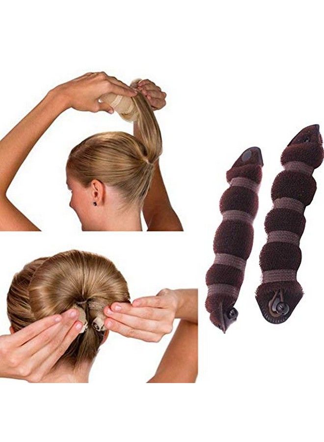 NaRaMax 3Pcs Magic Hair Styling Styler Hot Hair Donut Bun Ring Styler Maker Fashion Twist Ring Former Shaper Doughnut Donut Gnon Bun Maker Clip For Women Lady Girls (1 Large+2 Small) (Brown) - Image 5