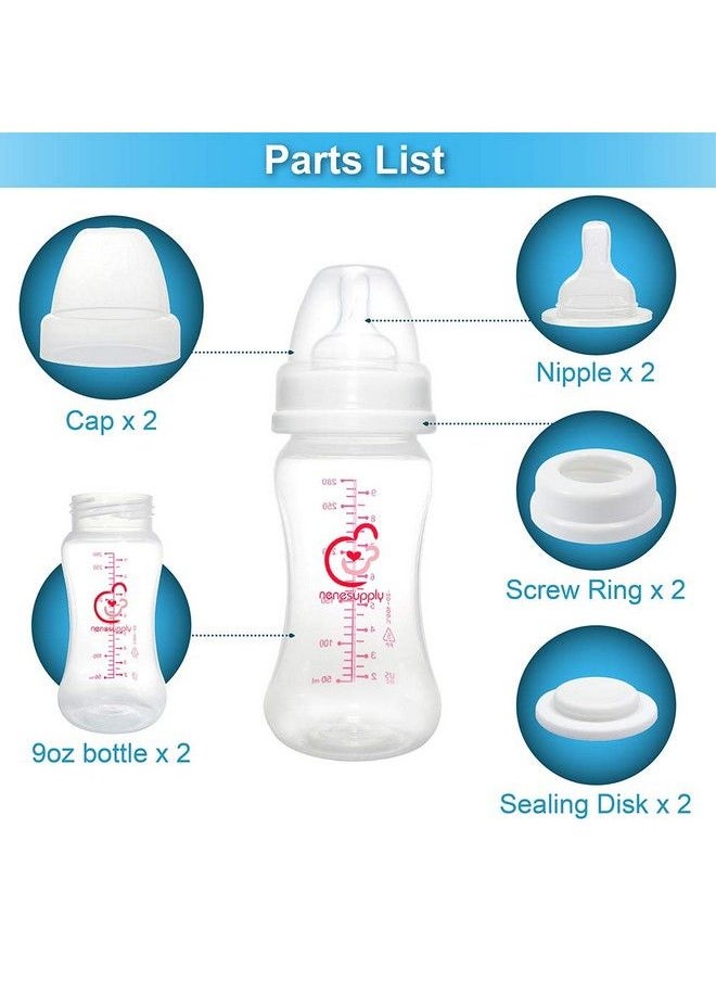 NENESUPPLY Wide Mouth Feeding Bottle 9Oz Storage Bottle Compatible With Spectra S2 Spectra S1 And 9 Plus Pumps Inc Nipple And Sealing Disc Compatible With Spectra S2 Accessories And Spectra Pump Parts  - Image 3