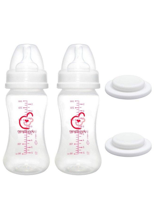 NENESUPPLY Wide Mouth Feeding Bottle 9Oz Storage Bottle Compatible With Spectra S2 Spectra S1 And 9 Plus Pumps Inc Nipple And Sealing Disc Compatible With Spectra S2 Accessories And Spectra Pump Parts  - Image 2