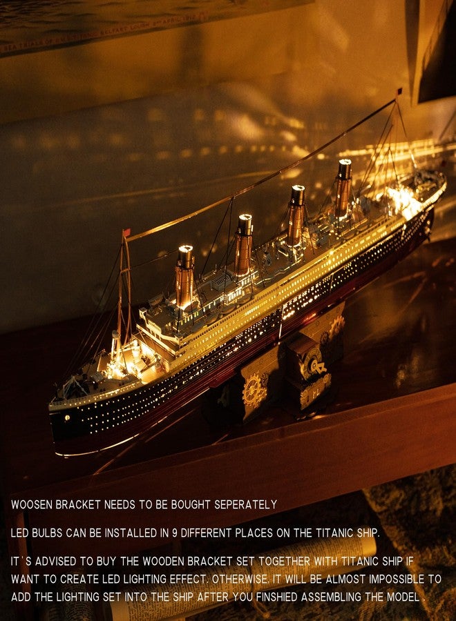 MU 3D Metal Puzzle for Adult Titanic Ship Model Building with LED Lighting, RMS Titanic Ocean Liner Metal Puzzle Model Kits Toys, Watercraft Home Desk Decor, 581pcs - Image 3