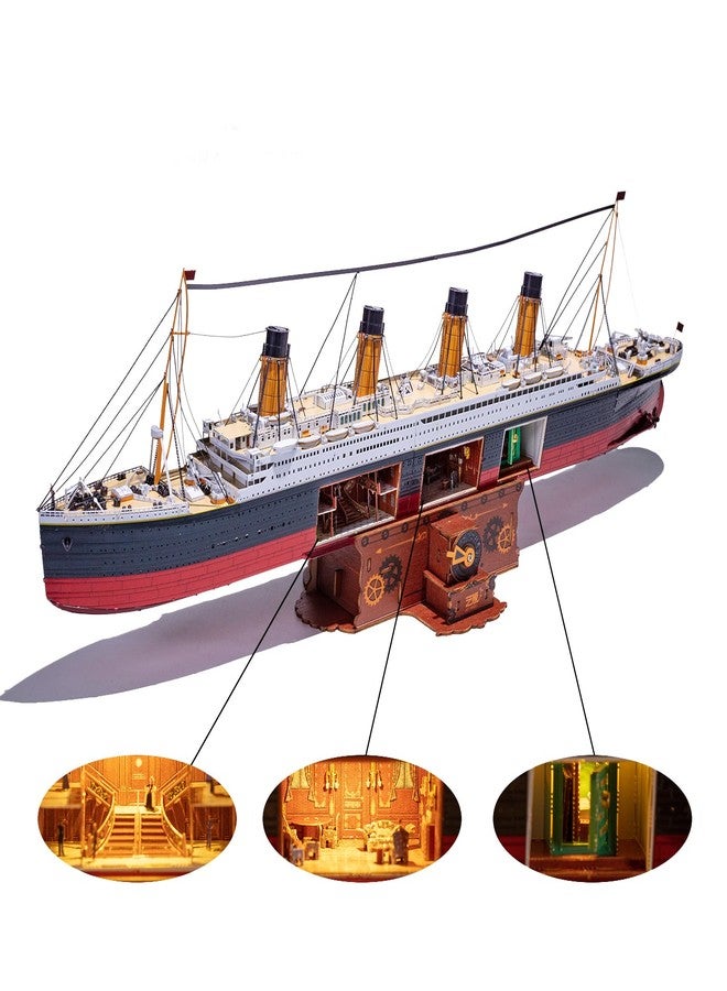 MU 3D Metal Puzzle for Adult Titanic Ship Model Building with LED Lighting, RMS Titanic Ocean Liner Metal Puzzle Model Kits Toys, Watercraft Home Desk Decor, 581pcs - Image 1