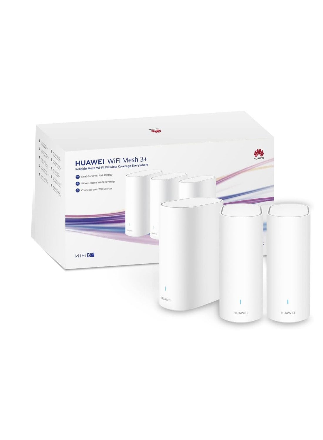 WiFi Mesh 3 Pack of 3, HUAWEI Whole-Home Wi-Fi System, HarmonyOS Mesh+, One-Touch Connect, Visualized Wi-Fi Diagnosis, HUAWEI HomeSec Security Protection, HUAWEI AI Life App White