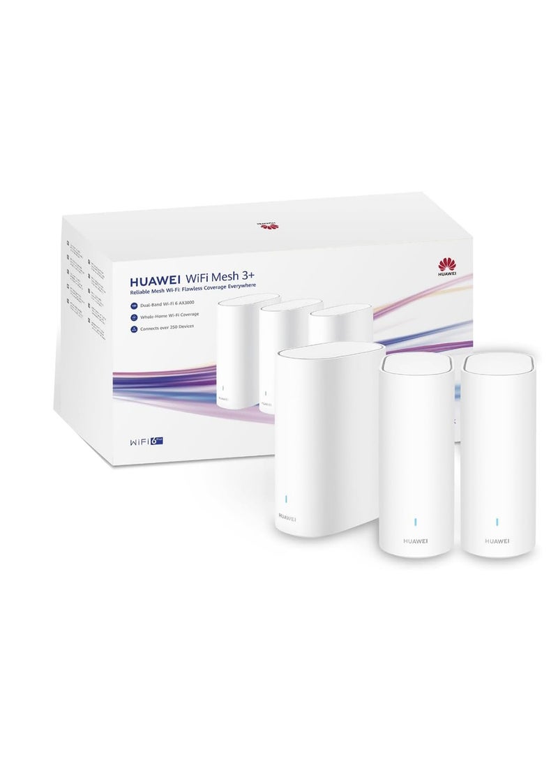 HUAWEI 1500 mAh WiFi Mesh 3 Pack of 3, HUAWEI Whole-Home Wi-Fi System, HarmonyOS Mesh+, One-Touch Connect, Visualized Wi-Fi Diagnosis, HUAWEI HomeSec Security Protection, HUAWEI AI Life App White - Image 1