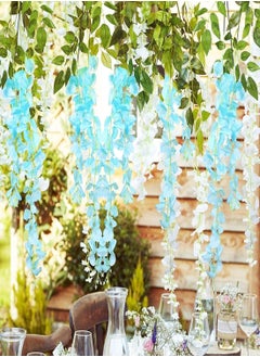 KASTWAVE Artificial Wisteria Vine Flowers 12 Pack 44" Fake Flower Bushy Vine Ratta Hanging Garland for Wedding Party Garden Outdoor Greenery Home Wall Deco Home Hote Wedding Promenade Decoration  - Image 5
