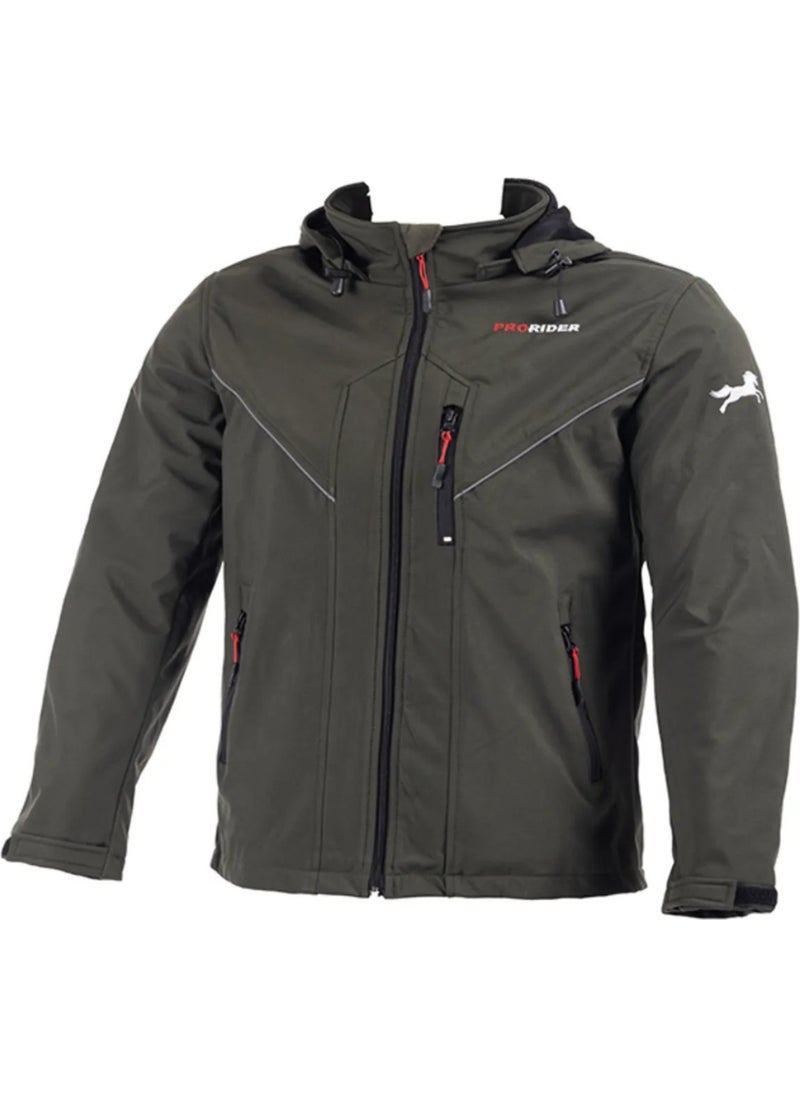 Ebakbak Motorcycle Jacket Full Protection Softjell Fabric Reflective Winter Courier Motor Jacket Khaki Green  - Image 1