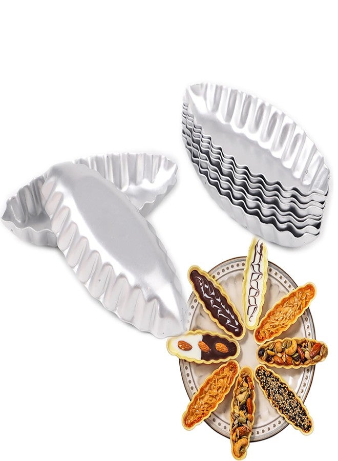 LoBake 10pcs per lot Various Design Fluted Edge Wavy Flower Cup Boat Round Shape Aluminium Tart Mould Jelly Pudding Cup Cupcake Mold Baking (C15) - Image 1