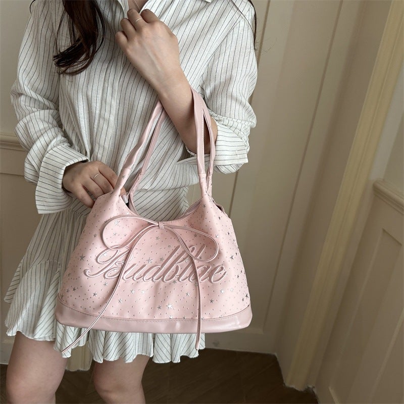 2026 Summer Korean Style Bow Women's Shoulder Bag Casual Commuter Handbag - Image 3