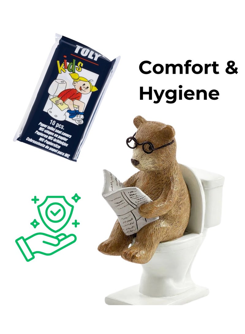 Toly Kids 100 - Biodegradable Toilet Seat Protectors for Kids | Fun Stickers, Flushable & Germ-Free (100 Sheets, 10 Packs) | Perfect for Home & Public Restrooms - Image 5