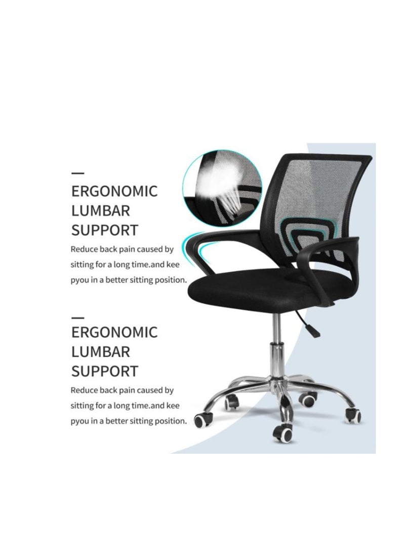 Golden كرسي مكتب، كرسي مكتب مريح وقابل للتعديل مع مسند ظهر لدعم أسفل الظهر باللون الأسود - Image 4