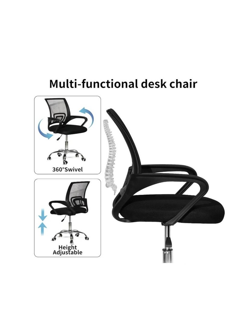 Golden كرسي مكتب، كرسي مكتب مريح وقابل للتعديل مع مسند ظهر لدعم أسفل الظهر باللون الأسود - Image 5