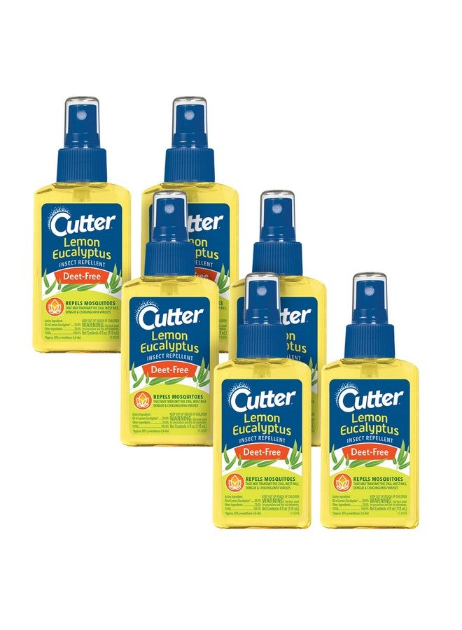 كاتر طارد الحشرات Cutter Lemon Eucalyptus (6 قطع)، طارد البعوض بدون مادة DEET، 4 أونصة سائلة (بخاخ مضخة)  - Image 1